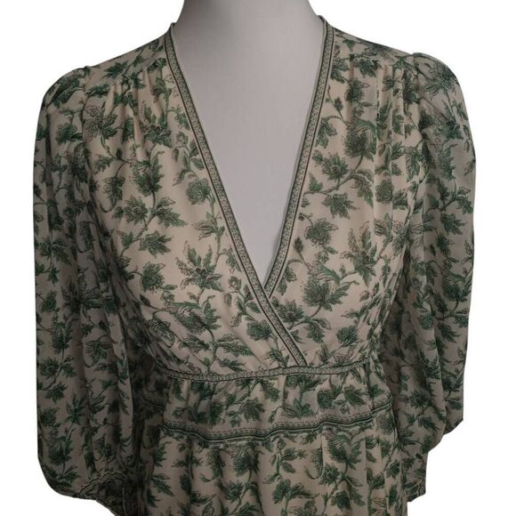 MAX STUDIO LONDON GREEN & CREAM FLORAL DRESS SZ.S NWT - Picture 2 of 9